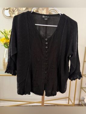 Vintage Flower Embroidered V-Neck Blouse